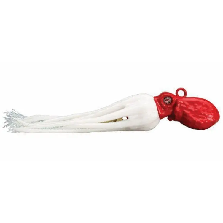 13 Fishing Octopi Jig – 6-Ounce, Red Head With Pearl-White Skirt 1
