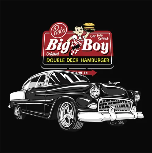 1955 Black Chevrolet Bel Air Vintage Car T-Shirt 1