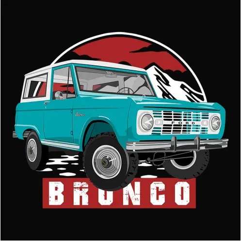 1966 Turquoise Blue Ford Bronco Vintage Suv Tee 1