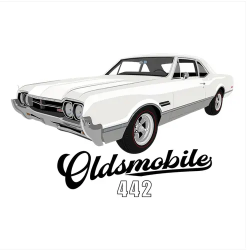 1966 White Oldsmobile 442 Vintage Vehicle T-Shirt 1