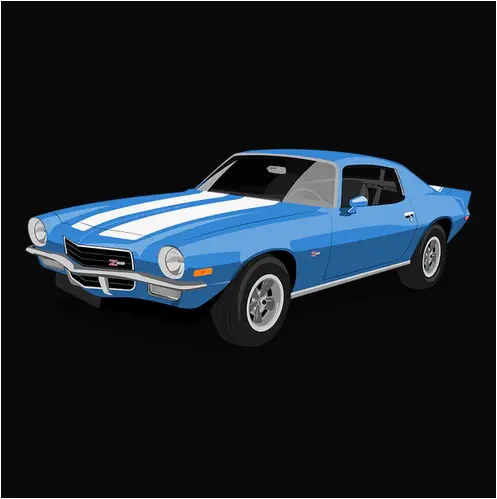 1972 Blue Chevrolet Camaro Z28 Muscle Car T-Shirt 1