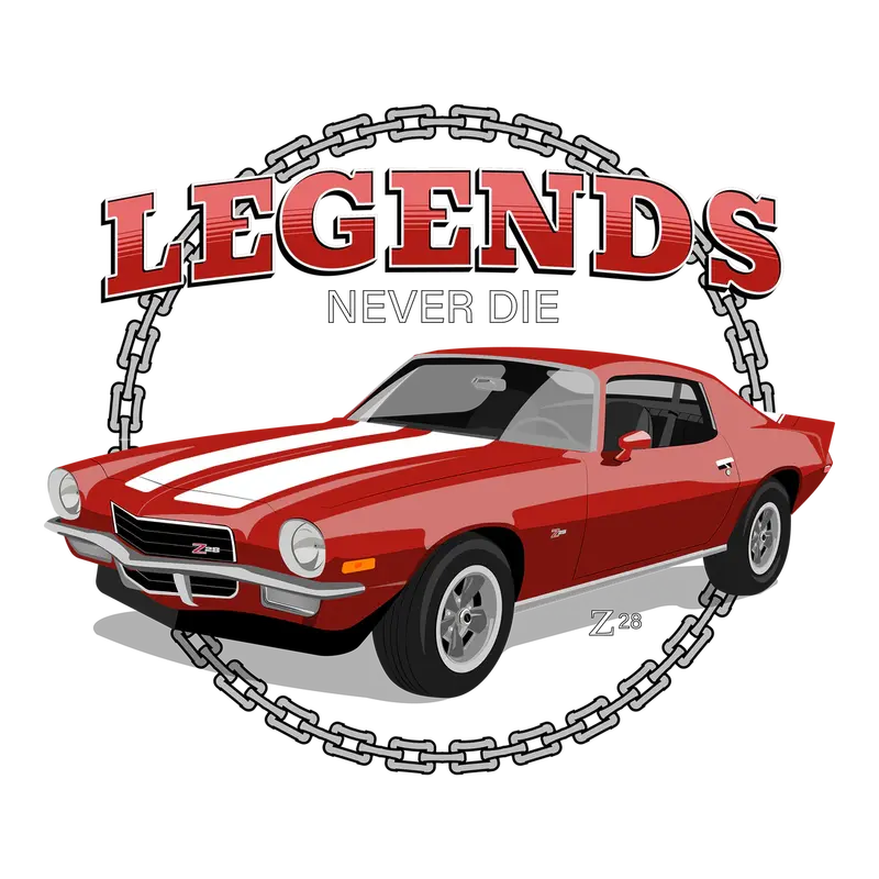 1972 Flame Orange Chevrolet Camaro Z28 Vintage Tee 1