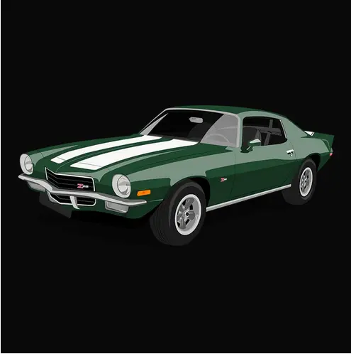 1972 Green Chevrolet Camaro Z28 Automotive Graphic Tee 1