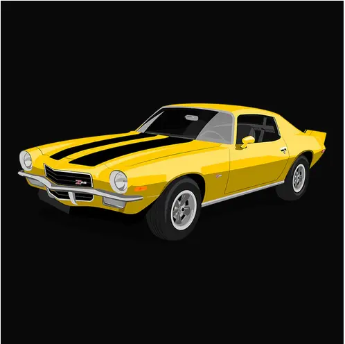 1972 Yellow Chevrolet Camaro Z28 Vintage Auto Tee 1