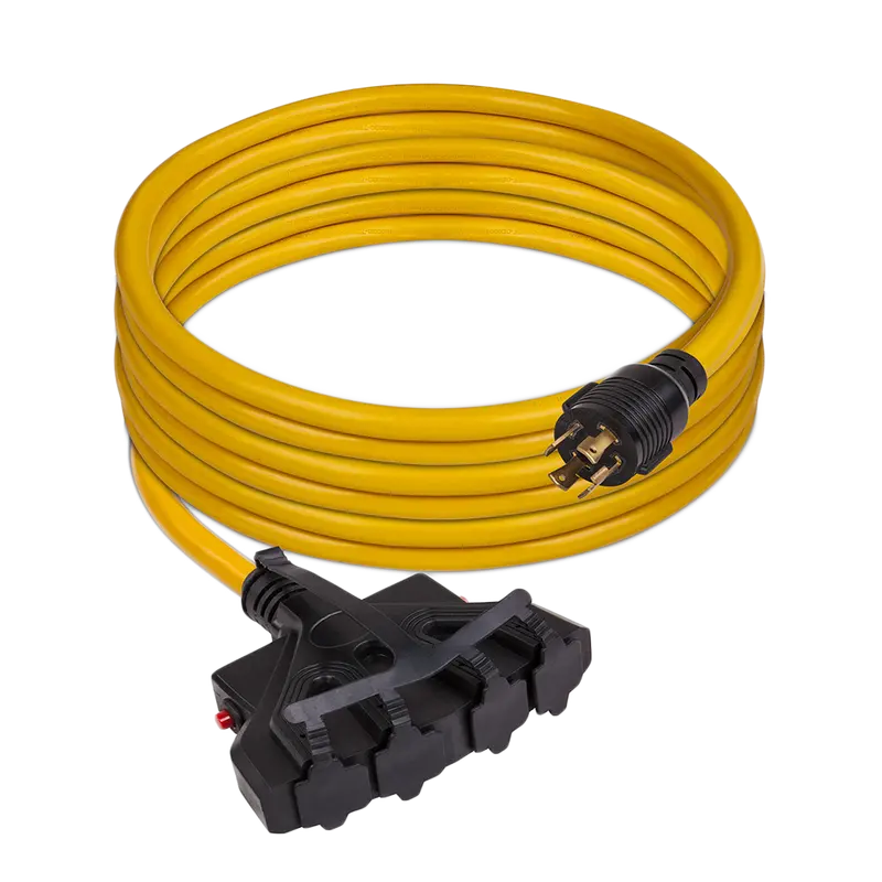 25-Foot Heavy-Duty L14-30P To Quad 5-20R Generator Power Cord With Storage Strap 1