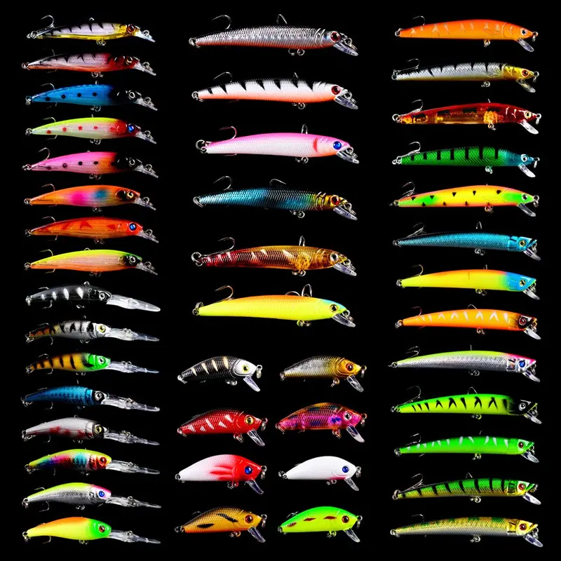 43-Piece Mixed Fishing Lure Kit – Colorful Assortment Of Minnows, Poppers, And Crankbaits In Varying Sizes 1
