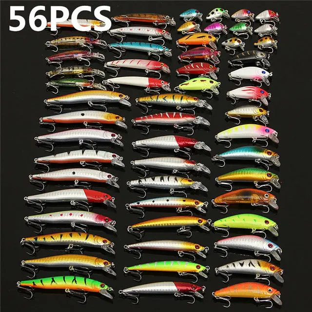 56-Piece Mixed Hard Lure Assortment – Wobblers, Crankbaits, Swimbaits, And Minnows For Carp And Predatory Fish 1