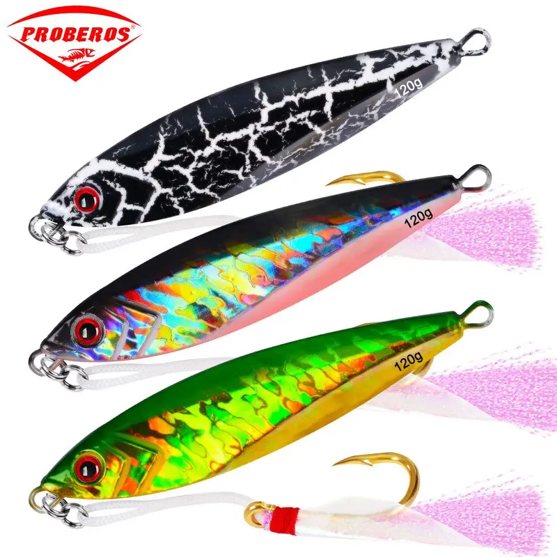 7-Piece Metal Jigging Lure Pack – 120G/11Cm Knife-Style Lead Jigs With Hooks & Flashy Paillette Finish 1