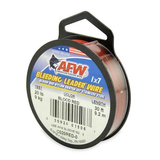 Afw Surflon 1X7 Blood Red Wire Leader – 20 Lb Test, 30 Ft 1