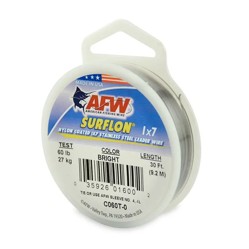 Afw Surflon Stainless Steel Trolling Leader – 1X7 Strand Construction 1