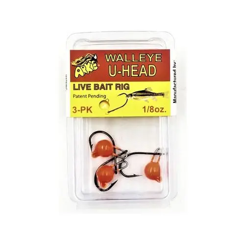 Arkie Walleye U-Head Minnow Jig – 1/8 Oz, Orange (3-Pack) 1