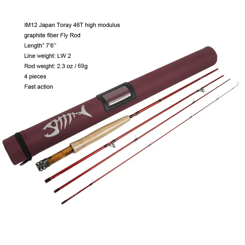 Aventik Im12 Toray 46T Compact Fly Rod – 7'6", 8', Or 8'6", 4-Piece Freshwater Trout Rod, Fast Action Design 1