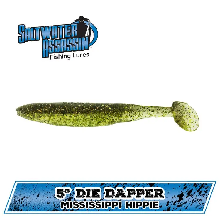 Bass Assassin Die Dapper Shad Tail Swimbait – 5-Inch Mississippi Hippie Color (7-Pack) 1
