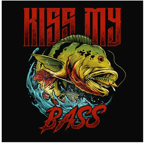Bass Fishing Humor 'Kiss My Bass' Tee 1