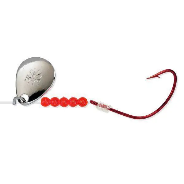 Bear Paw Flicker Nickel Spinner – Red Wide Bend Hook, Size 1, Pack Of 6 1