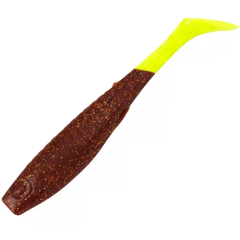 Berkley Gulp! Paddleshad Soft Bait – 4-Inch, Rootbeer Gold Chartreuse (4-Pack) 1