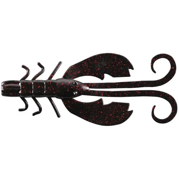 Berkley Powerbait Crazy Legs Chigger Craw – 4", Black/Red Fleck, 8-Pack 1