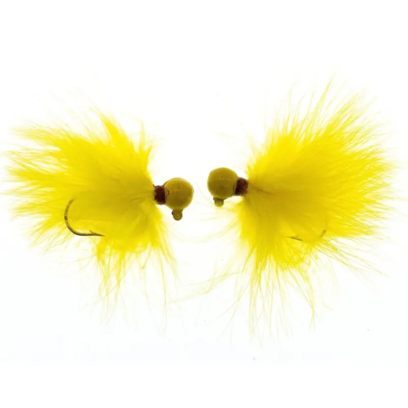 Better Baits Hand-Tied 1/4 Oz Yellow Marabou Jigs (2-Pack) 1