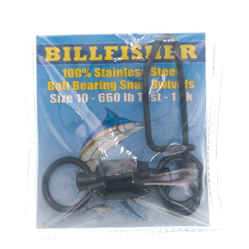 Billfisher Stainless Snap Swivels – Size 10 | 660 Lb Test | Black Coating (Single) 1