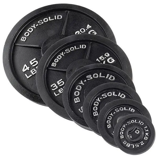 Body Solid 2-Inch Black Cast Iron Olympic Weight Plates – Sold Individually 1