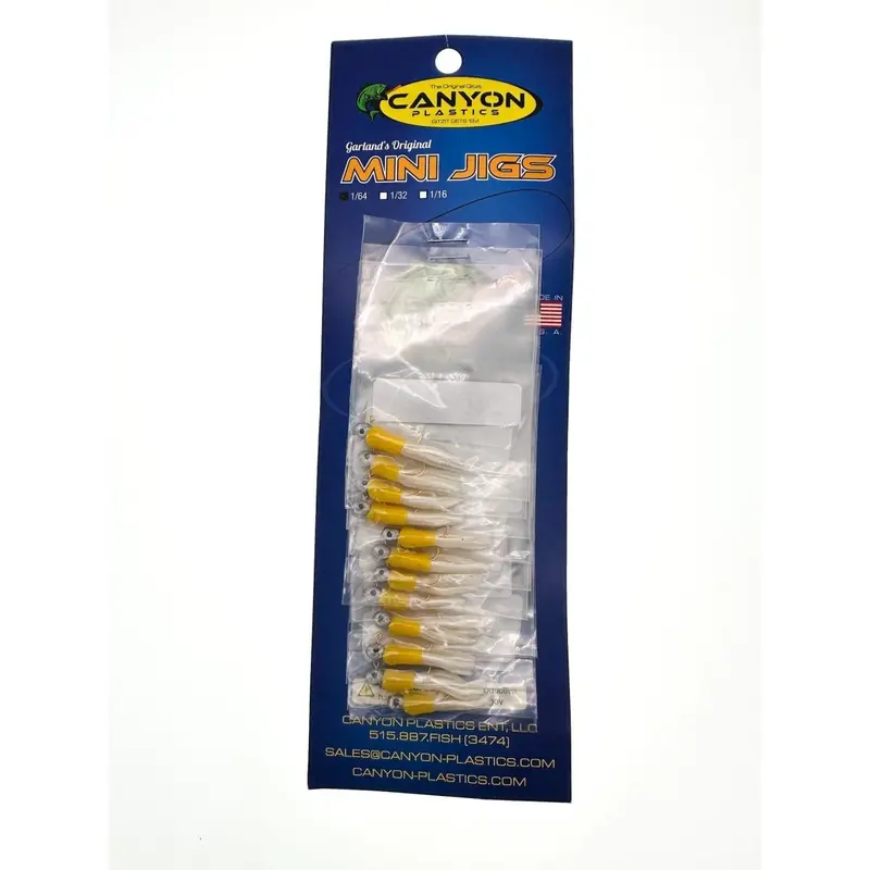 Canyon Mini Jig – 1/64 Oz Yellow-And-White, 12-Pack Card 1