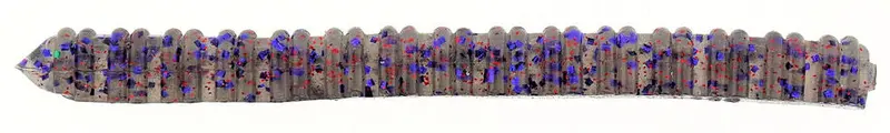 Centipede Soft Plastic Lure In Smoke Purple With Red Glitter 1