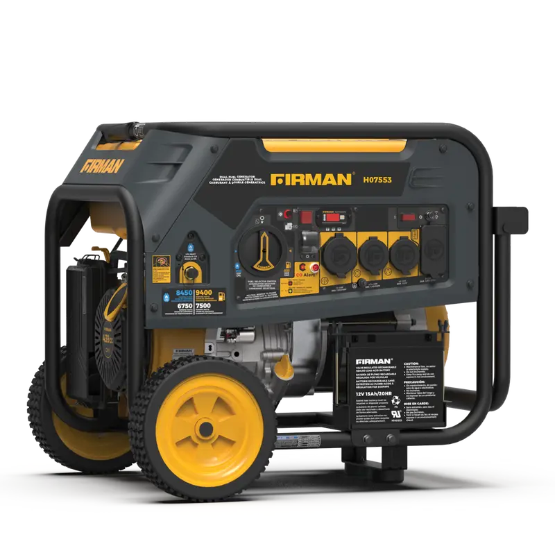 Certified Refurbished Dual-Fuel Generator – 9400W, Electric Start, 120/240V, Co Safety System 1