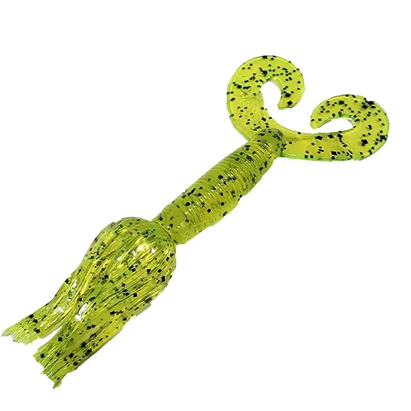Chompers Chartreuse Pepper 5-Inch Skirted Twin Tail Grubs (10-Pack) 1