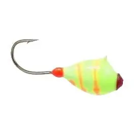 Clam Swirl Drop Tungsten Jig – 1/16 Oz, #12 Hook, Chartreuse/Orange Swirl Finish (Single Pack) 1