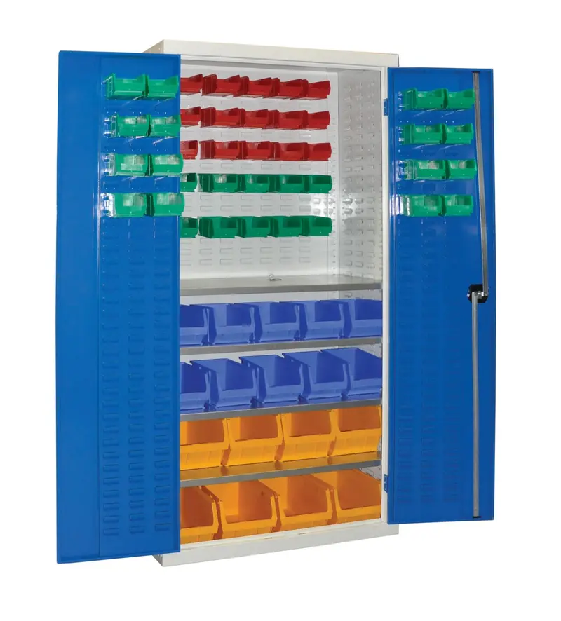 Customizable Parts Storage Cabinet – 10X Size-3, 8X Size-5, And 41X Size-2 Containers 1