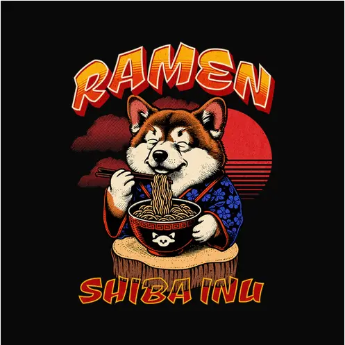 Cute Shiba Inu 'Chowing Down' Cartoon Tee 1