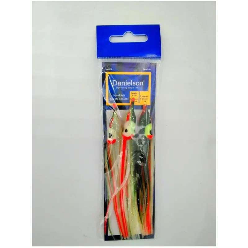 Danielson 4.5-Inch Uv Army Truck Green/Red Squid Bait (3-Pack) 1