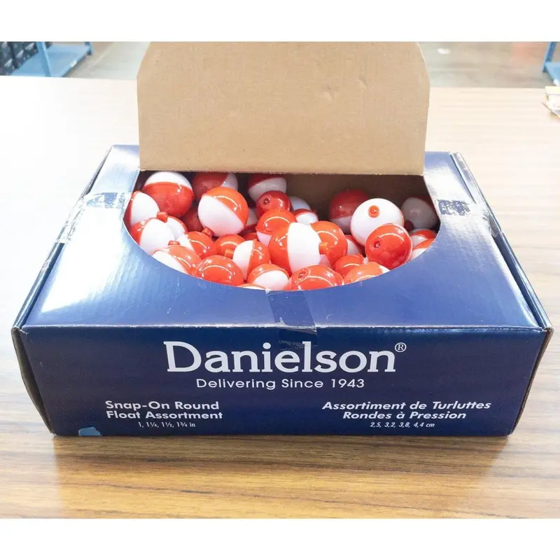 Danielson Classic Snap-On Float Assortment – Red & White Round Bobbers, 156-Piece Set 1