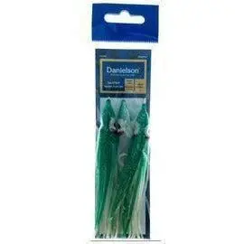 Danielson Emerald Green/Pearl White/Silver Glitter Squid Bait – 4.5-Inch (3-Pack) 1