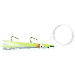 Danielson Rigged Squid Lure – 4.5-Inch Uv Clear/Chartreuse/Blue Streak 1