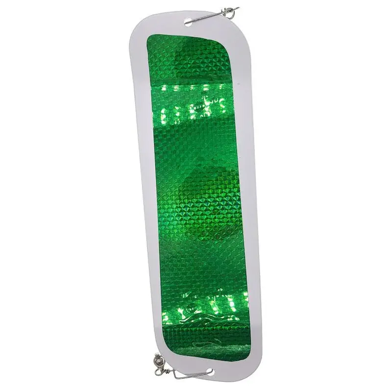 Dreamweaver Paddle Flasher – 11-Inch, White/Emerald Green Fish Scale With Crush Glow 1