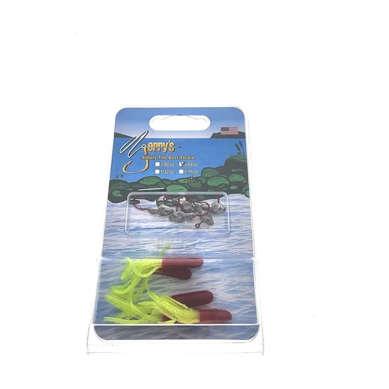 Dry Creek Funky Chicken Tube Jig Heads – 1/64-Ounce, Pink-Chartreuse/Purple Tip, 5-Pack 1