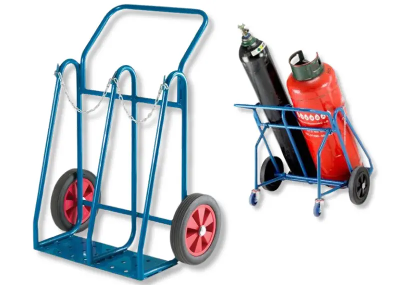 Dual-Cylinder Oxygen & Propane Gas Trolley With Optional Rear Wheels 1