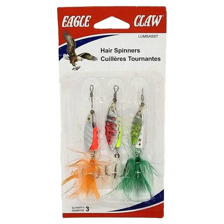 Eagle Claw Hair Spinner Lures – Hand-Tied, Premium Materials (3-Pack) 1