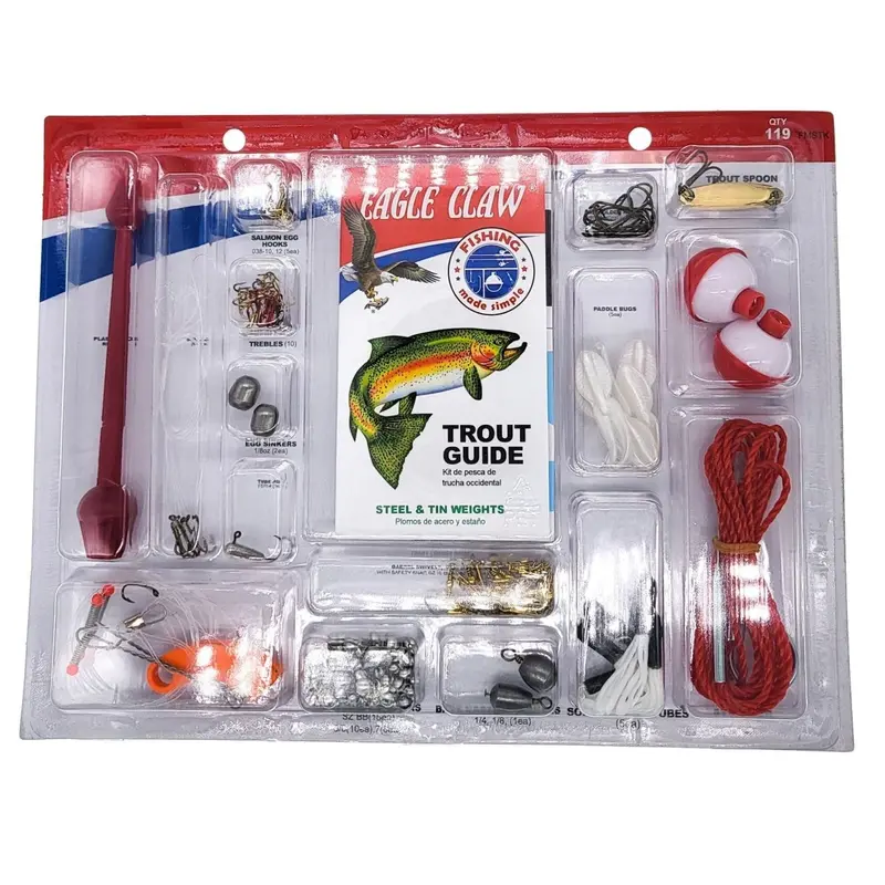 Eagle Claw Trout Fishing Starter Kit – 119-Piece Complete Tackle Set With Guide 1