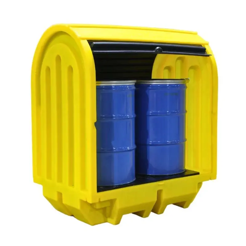 Eco 2-Drum Lockable Spill Pallet – Rigid Covered Bund For Hazardous Liquid Storage 1