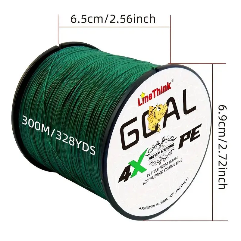 Fas Pro Linethink 4-Strand Braided Fishing Line – 328 Yards, Vibrant Green 1