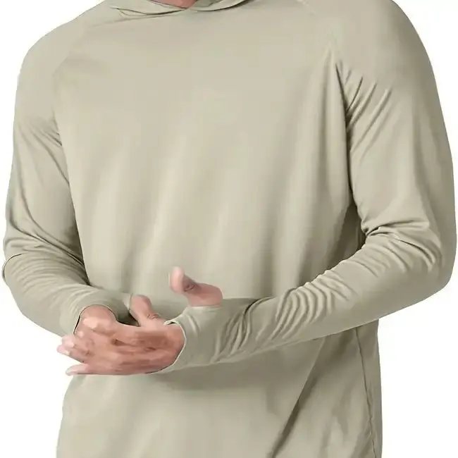 Fas Pro Upf 50+ Sun Protection Hoodie – Men'S Long-Sleeve Khaki Fishing Shirt 1