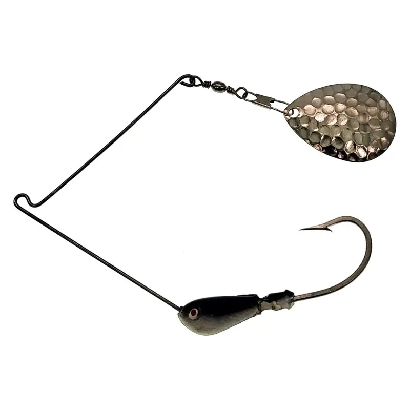 Fas Spinnerbait With Hammer Silver Blade – 1/2 Oz, Black/White Finish 1
