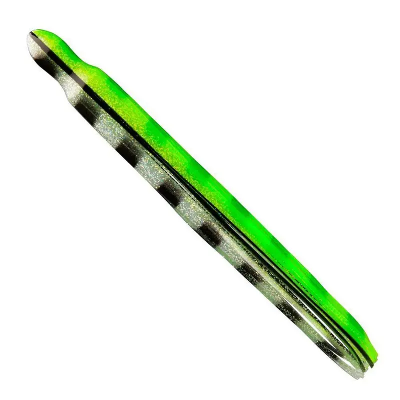 Fathom Octopus Trolling Skirt – 1.25" X 13", Chartreuse & Clear With Black Bars And Vein Detail 1