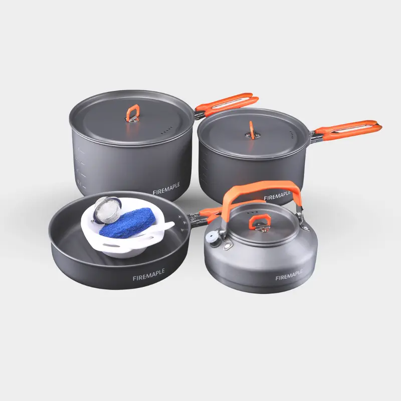 Feast 4-Piece Aluminum Family Camping Set – Pots, Pan & Lid For Group Outings 1