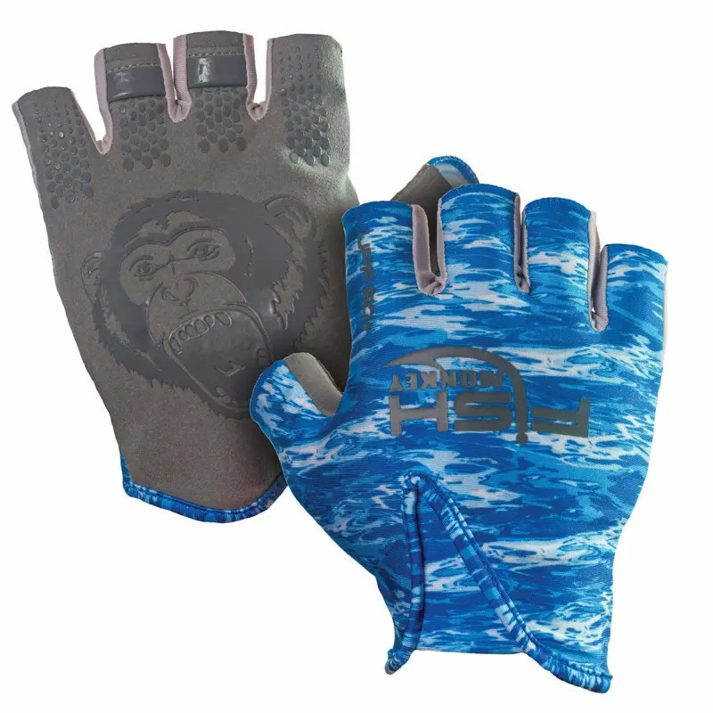 Fish Monkey Stubby Guide Fishing Gloves – Blue Water Camo 1