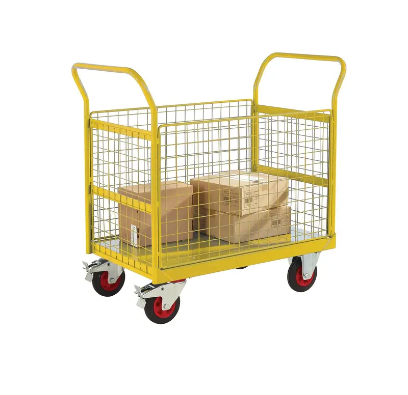 Four-Sided Mesh Platform Trolley With Full Enclosure 1