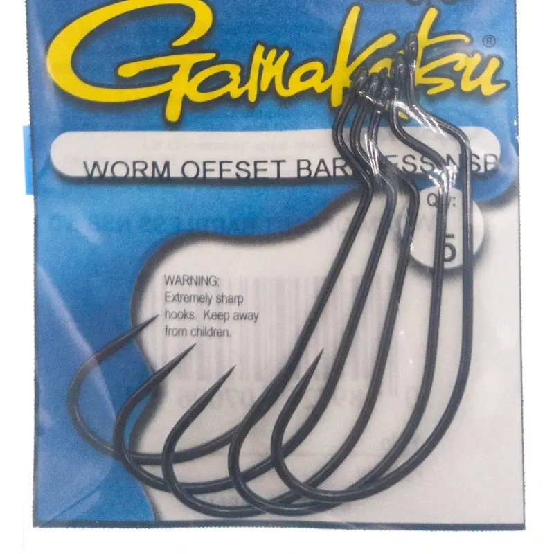 Gamakatsu Offset Barbless Worm Hooks – Nsb Series For Soft Plastics 1