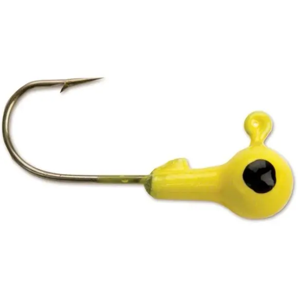 Got-Cha Round Jig Heads – 1/32 Oz, Size 6 Hook, Yellow Finish (Pack Of 10) 1